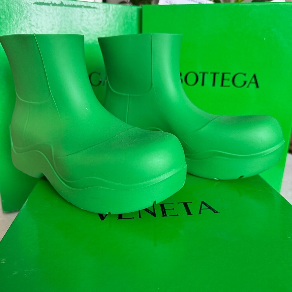 Bottega Veneta Green Rubber Puddle Ankle Boots 640043, sz 41